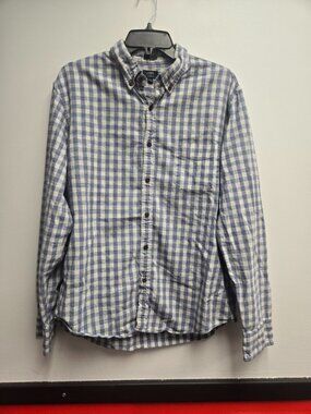 J. Crew Mens XL Slim Fit Shirt Blue White Gingham Plaid Long Sleeve Button Down